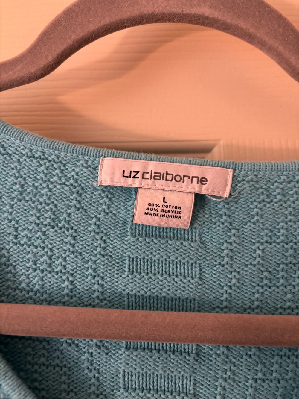 Liz Claiborne Women's V-Neck Sweater - Aqua Blue - Picture 2 of 2